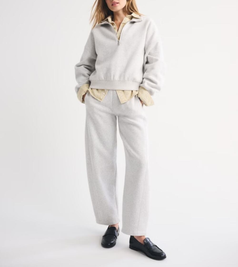 Abercrombie & Fitch Soft A&F Max Essentials Half Zip XS Gray Cropped Pullover